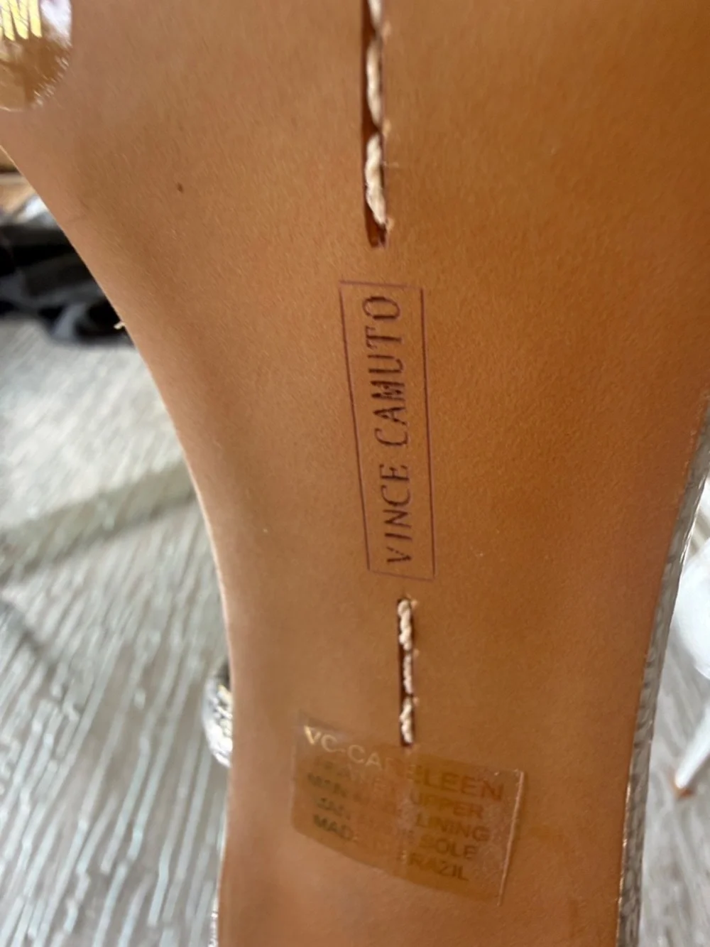 Vince Camuto Metallic Silver Strappy Ankle-Heel Sandals - Picture 2 of 5